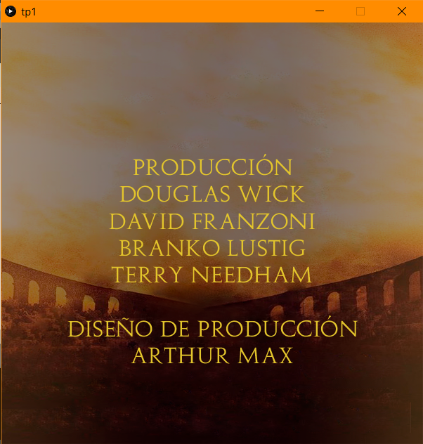 Pantalla de créditos